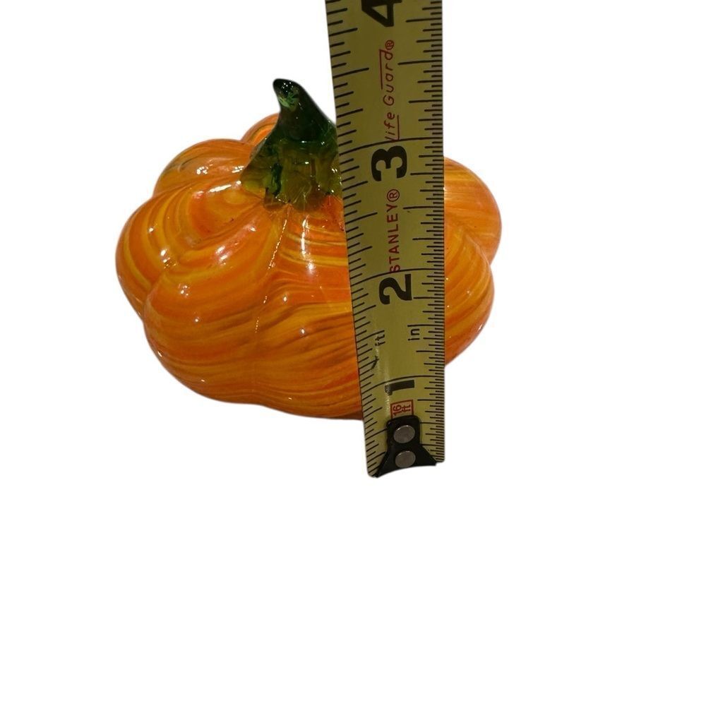 Glass Pumpkin Decor - Orange and Green - Picture 3 of 9
